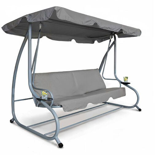 11493B • Kerti hintaágy - 200 x 120 x 164 cm - szürke - pohártartóval