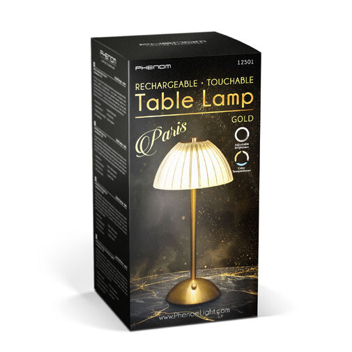 12501 • Asztali lámpa - arany színű - állítható színhőm, fényerő - akkumulátoros - USB