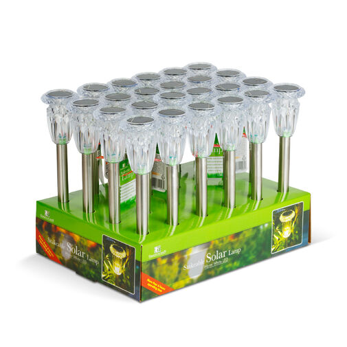 13014 • Leszúrható szolár lámpa - 1 x melegfehér - króm - 6 x 38,5 cm