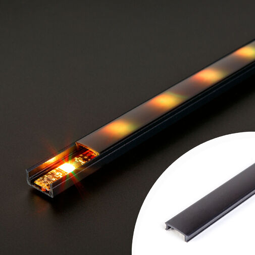 41010M2-BK • LED aluminium profil takaró búra - fekete - 2000mm (41010/41011hez)