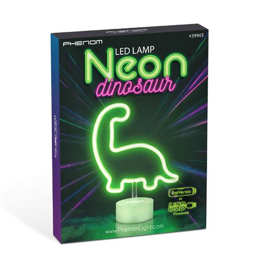 43996E • Neon LED lámpa - zöld dinoszaurusz - 3 x AA + USB - 25,9 x 8,5 x 24,3 cm