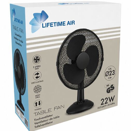 51104 • Asztali ventilátor - 23 cm - 22 W - 2 sebesség - oszcilláló - fekete - 220-240V AC