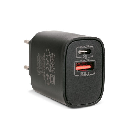 55041BK • Hálózati Adapter USB + Type-C PD20W gyorstöltéssel - fekete