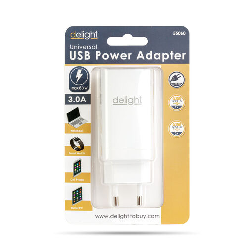 55060 • Hálózati Adapter USB + Type-C PD45W gyorstöltéssel - fehér