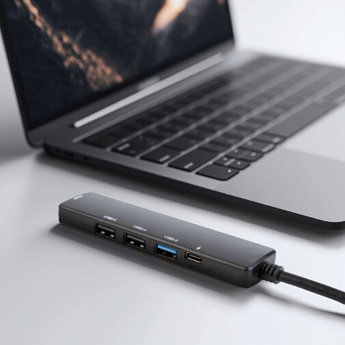 55064 • Multifunkciós USB Hub - HDMI + Type-C 3.0 - 3xUSB-A, 1xType-C - 5 Gbps, 100 W - fekete