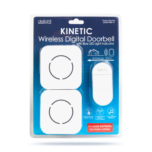 55331WH-2 • Digitális elem- és vezeték nélküli csengő - Kinetic - 2 beltéri - fehér - kék LED