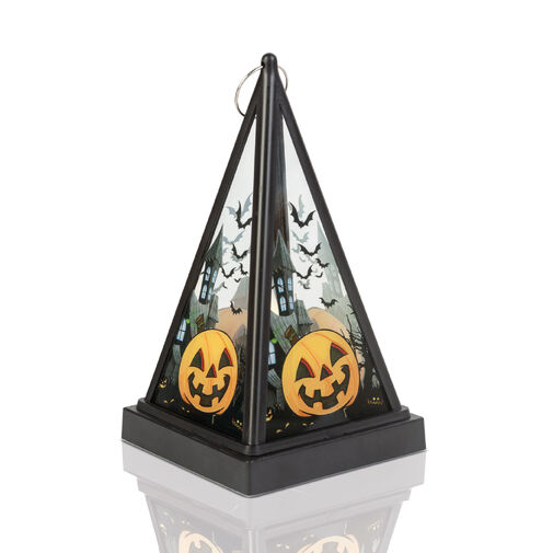 56549A • Halloween-i LED lámpás - tök - melegfehér - fekete - 9,5 x 9,5 x 17 cm - 2 x AAA