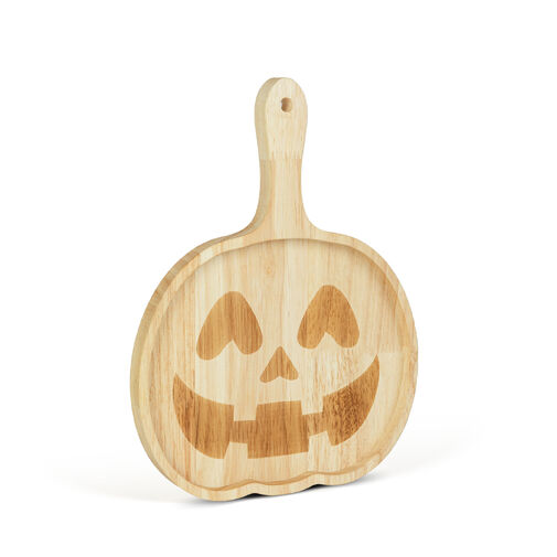 56642 • Halloween-i tálaló/kínáló tál fogantyúval – fából - tök mintás - 26,5 x 20 x 1,5 cm