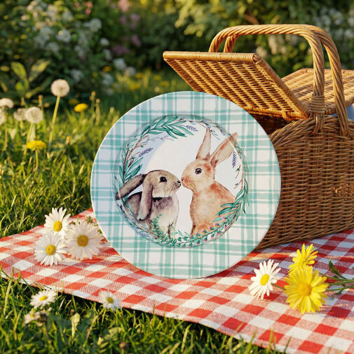 57969A • Húsvéti tálca - fém - nyuszis - 33 cm