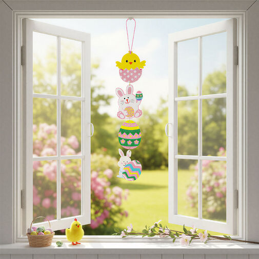 57984 • Húsvéti függő dekoráció - csillámos hablemez - 60 cm - 4 részes