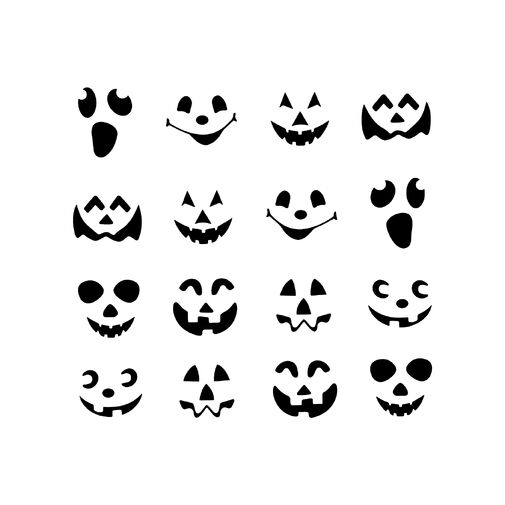 58131E • Halloween-i fólia matrica szett - fekete tök arcok - 16 db / csomag