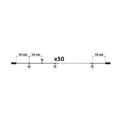 58900A-WH • Fényfüzér - 50 db LED - melegfehér - hálózati - 5 m - 8 program