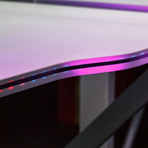 BMD1127WH • Gamer asztal - 120 x 60 x 75 cm - RGB LED, USB, pohártartó, fejhallgató tartó, 15 mm MDF - fehér