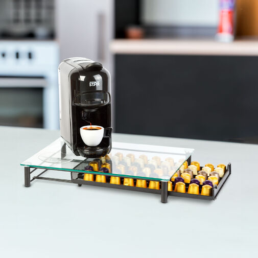 BW0999 • Fém kávékapszula tartó - 60 db Nespresso kapszulához - 410 x 260 x 60 mm - matt fekete